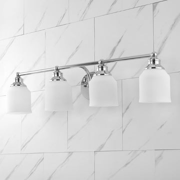 Lydia Iron/Frosted Glass Farmhouse Cottage LED Vanity Light - JONATHAN Y
